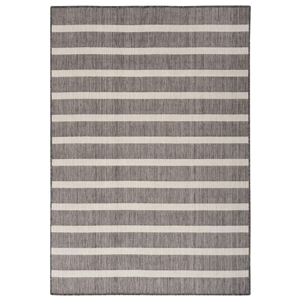 Nourison Positano POS03 Charcoal and Ivory 6&#39; x 9&#39; Indoor/Outdoor Area Rug, , large
