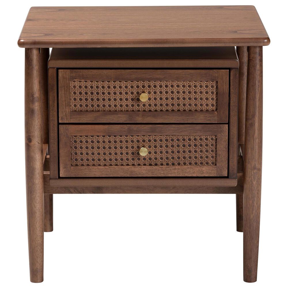 Baxton Studio Alyssa 2-Drawer Nightstand in Walnut Brown, , large