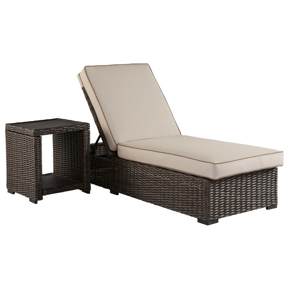 Coastline Bay Outdoor Chaise Lounge with Cushion - Brown