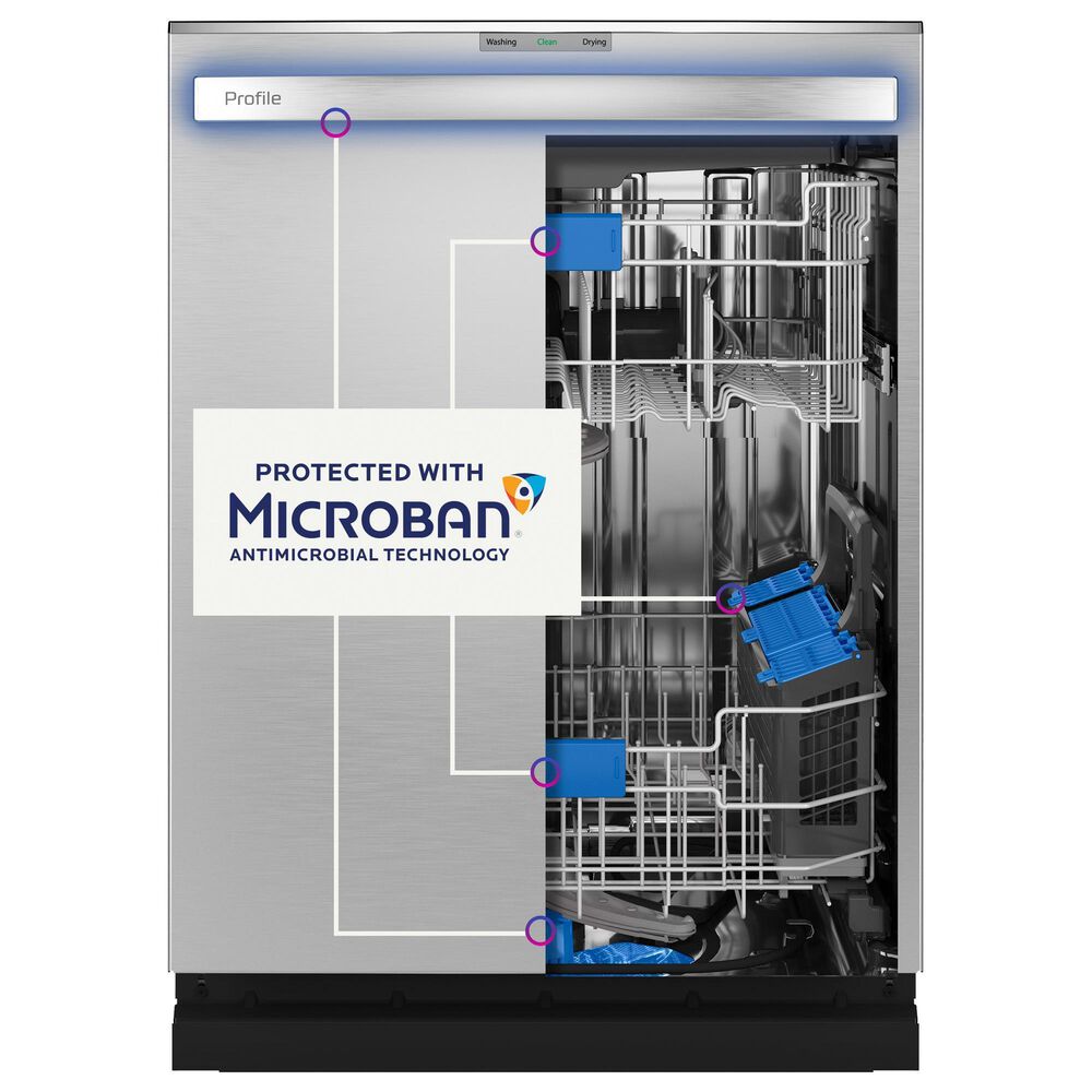 GE Profile 24&quot; Built-In Bar Handle Dishwasher with UltraFresh in Fingerprint Resistant Stainless Steel, , large