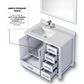 Lexora Home Jacques 36" Left Offset Single Bathroom Vanity in Dark Grey with 2 cm White Quartz Top, Rectangular Sink and 34" Mirror, , large