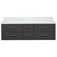 Lexora Home Castor 60" Double Bathroom Vanity in Black with 2 cm White Carrara Marble Top and Rectangular Sinks, , large