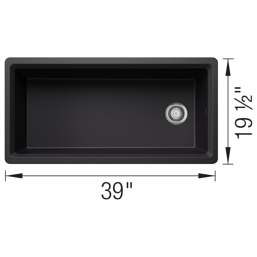 Blanco Inteos 39&quot; Undermount Single Bowl Kitchen Sink in Coal Black, , large
