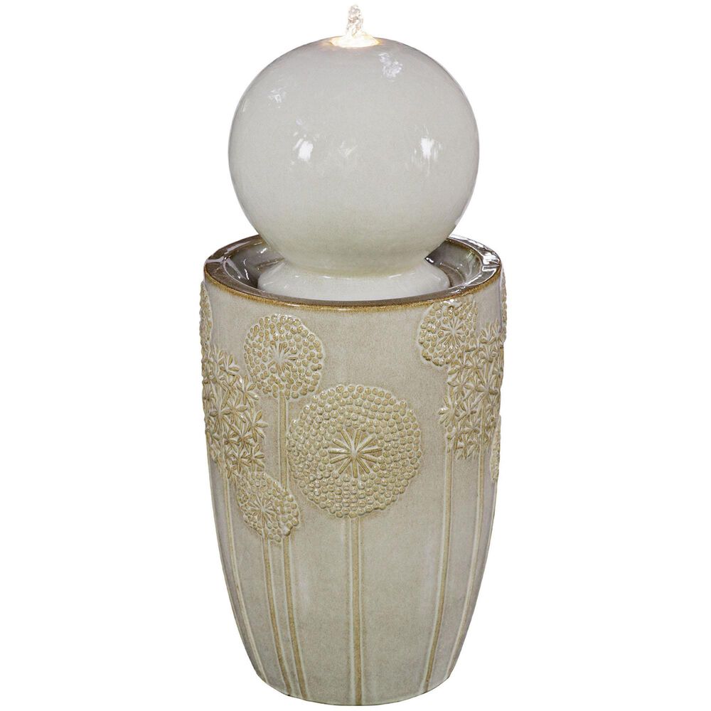 Alfresco Home Willow Ceramic Fountain with Lights in White, , large