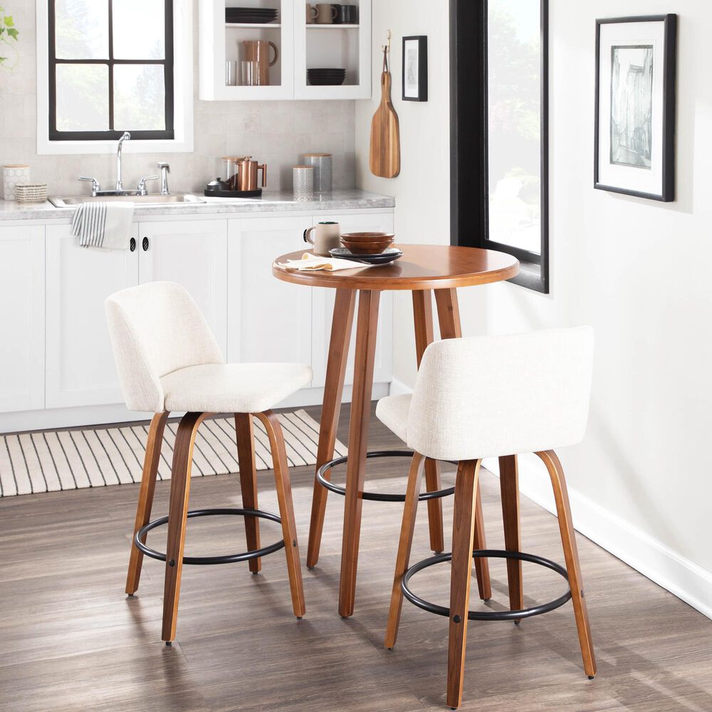 Lumisource Tintori Counter Stool in Cream, Walnut and Black &#40;Set of 2&#41;, , large
