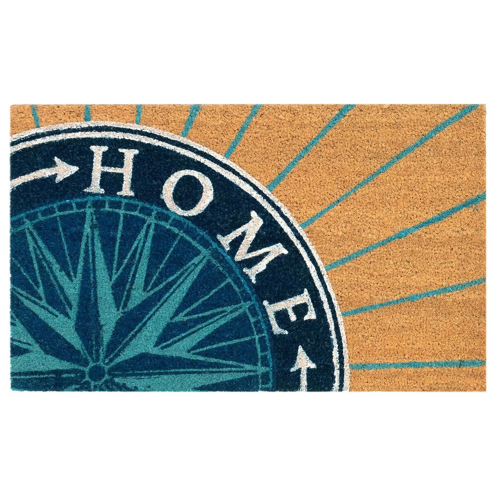 Trans-Ocean Import Natura Compass 2" x 3" Natural and Blue Door Mat, , large