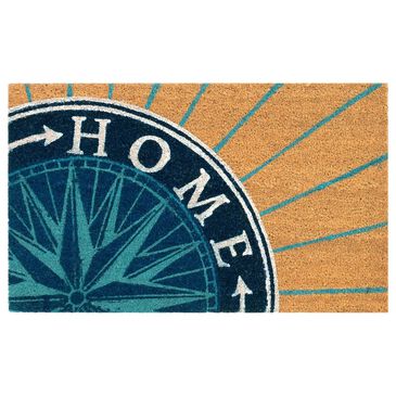 Trans-Ocean Import Natura Compass 2" x 3" Natural and Blue Door Mat, , large