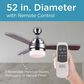 Black+Decker 52" 3-Blade Standard Ceiling Fan with Light and Remote Control in Brushed Nickle and Mahogany, , large