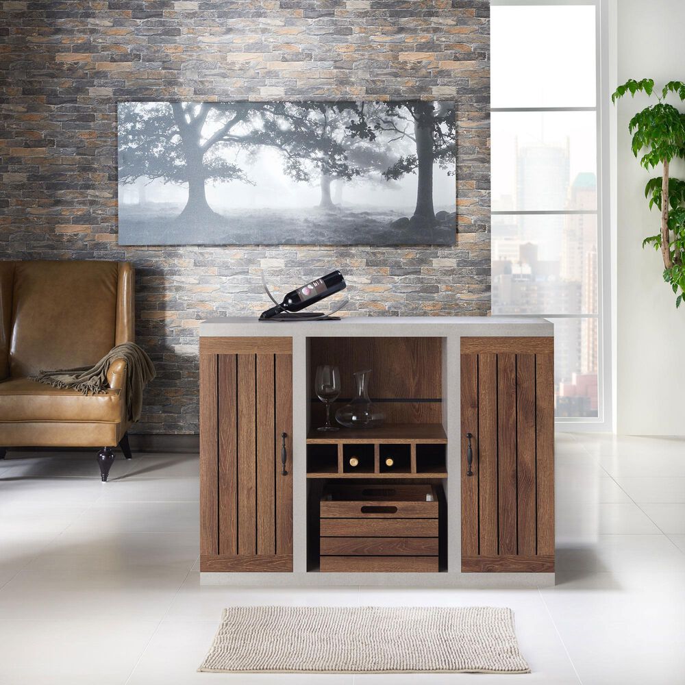 Furniture of America Taylor Buffet in Distressed Walnut, , large