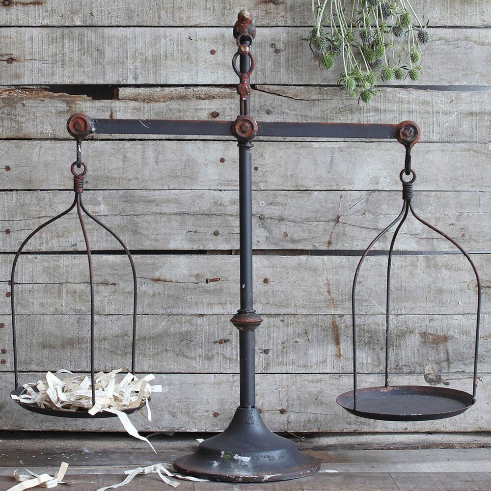 Creative Coop Decorative Antique Iron Balance Scale with Bird in Black, , large