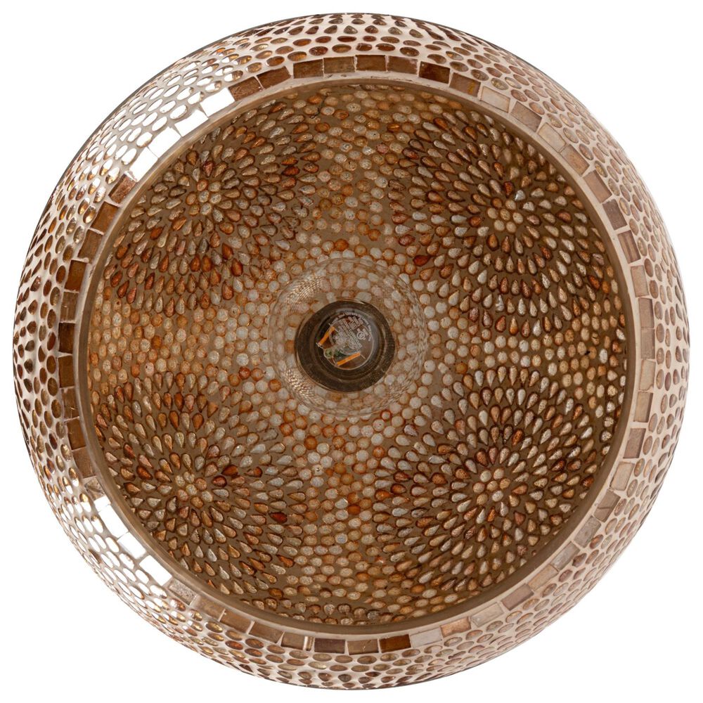 Teak Interiors 1-Light Glass Mosaic Pendant Lamp in Antique Gold, , large