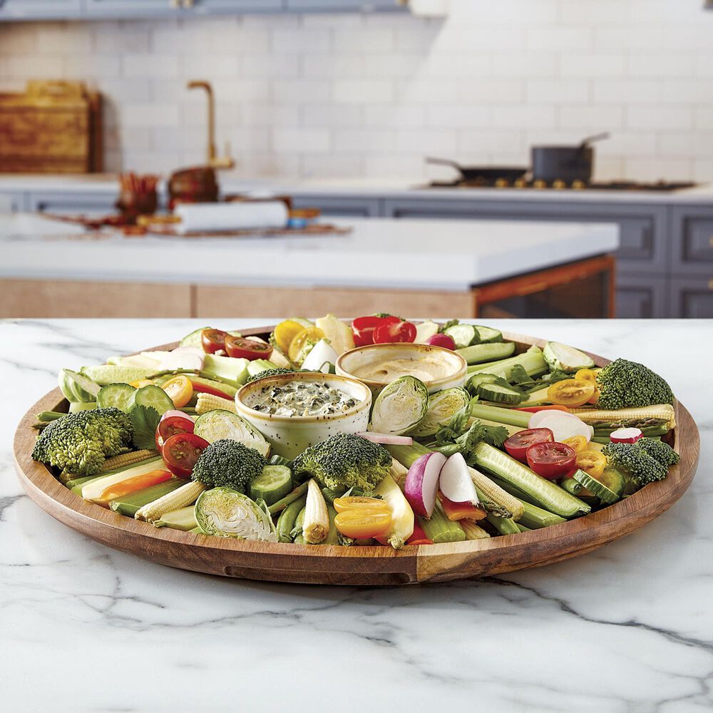 Lifetime Brands Build-a-Board Round Cutting Board with Single Compartment and Locking Lid in Natural and Clear, , large