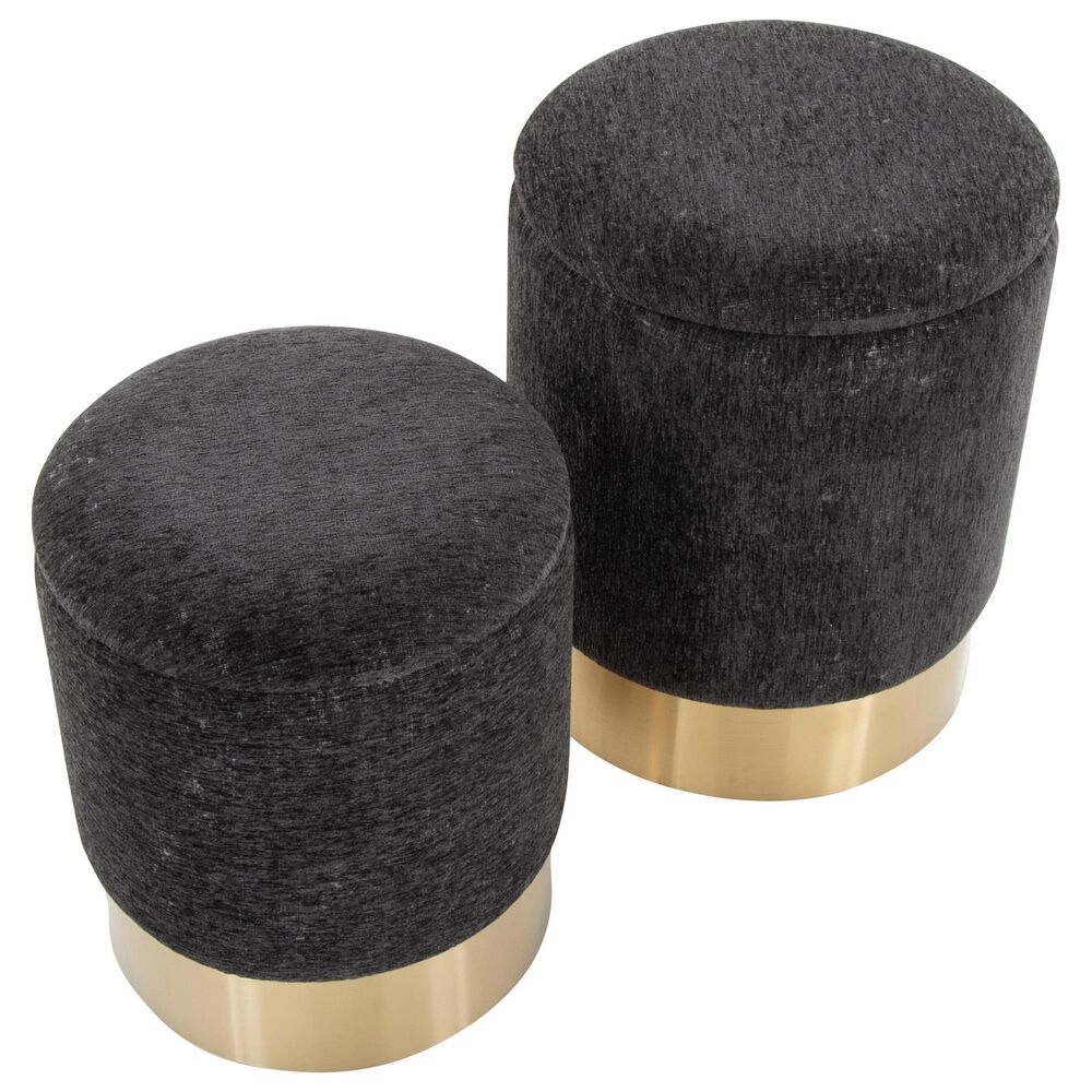 Lumisource Marla 2-Piece Nesting Ottoman Set in Black, , large