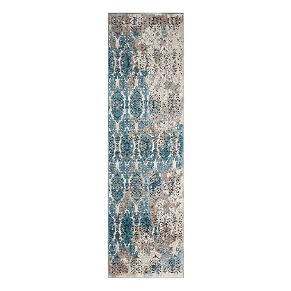 Nourison Karma KRM05 2"2" x 7"6" Ivory and Blue Runner, , large