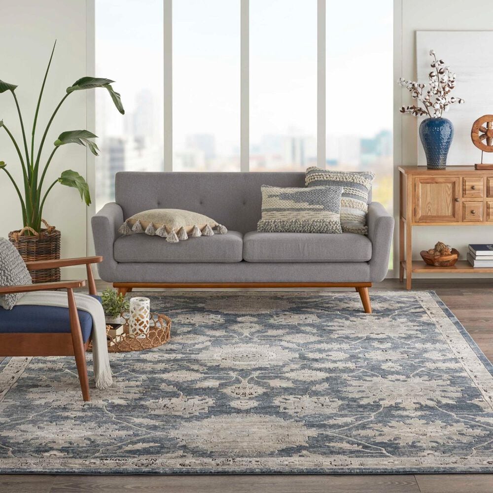 Nourison Quarry Oriental 6&#39;7&quot; x 9&#39;6&quot; Blue and Beige Area Rug, , large