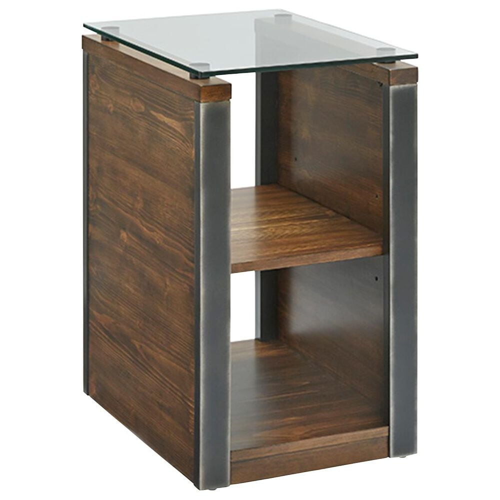 Tiddal Home Midtown Glass Top Chairside Table in Toffee, , large
