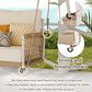 HOMLUX Patio Woven Rope Swing Sofa with White Steel in Beige, , large