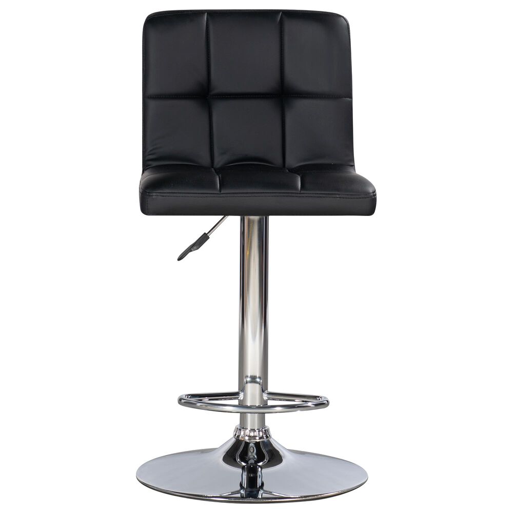 Parkerville Furniture Line Quilted Back Adjustable Swivel Bar Stool in Chrome and Black, , large
