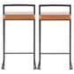 Lumisource Fuji Stackable Counter Stool with Camel Faux Leather Cushion in Black (Set of 2), , large