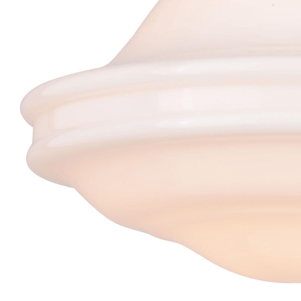 Vaxcel Huntley 12" 1-Light Semi Flush Mount with White Glass Shade in Natural Brass, , large