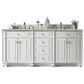 James Martin Vanities Bristol 72" Double Bathroom Vanity in Bright White with 3 cm Victorian Silver Quartz Top and Rectangular Sinks, , large