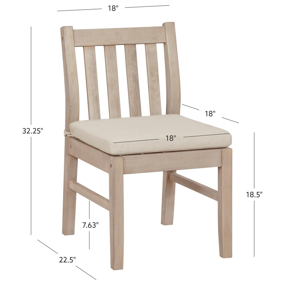 Linon Home Decor Teagon Patio Side Chair with Beige Cushion in Natural (Set of 2), , large