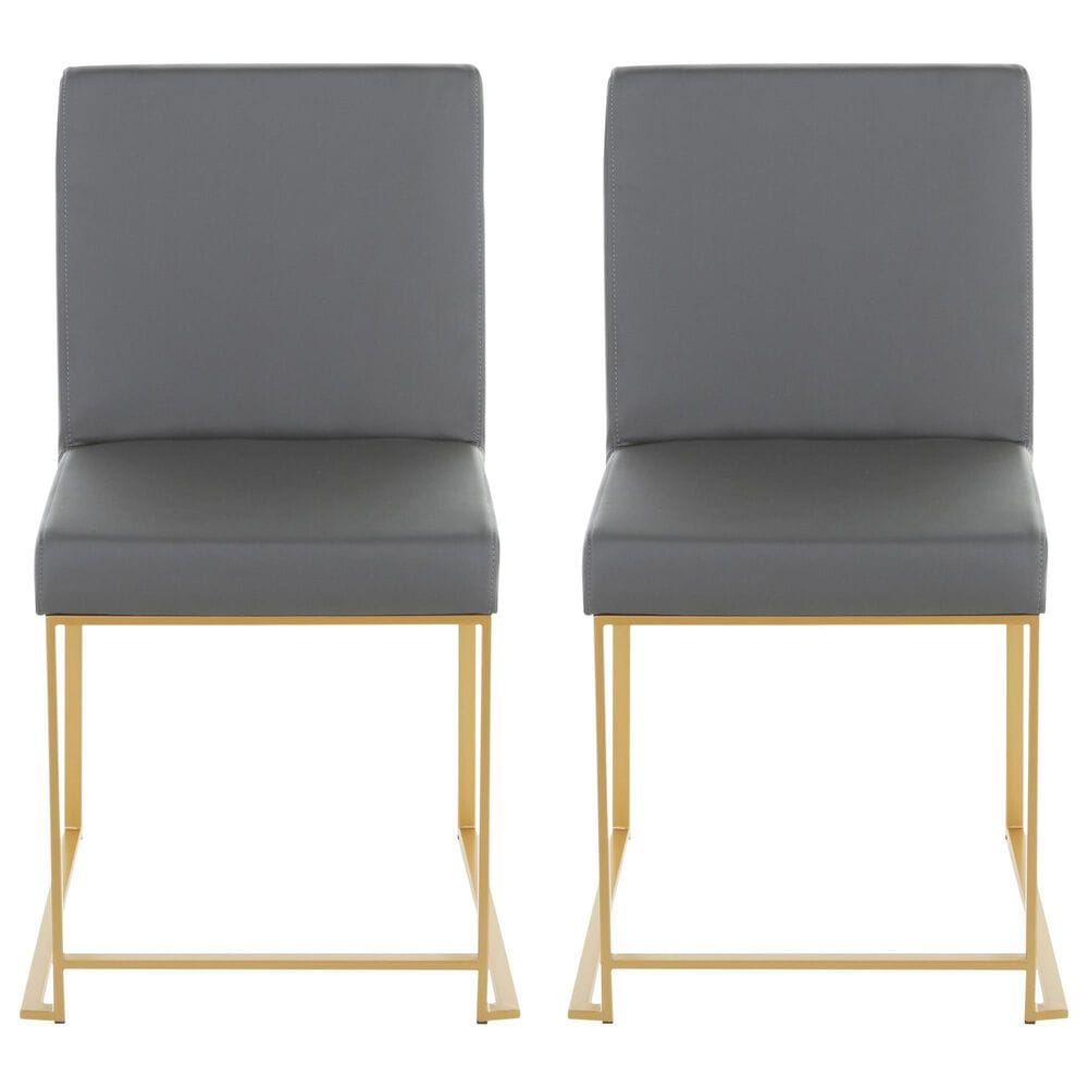 Lumisource Fuji Side Chair with Grey Cushion in Gold (Set of 2), , large