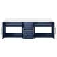 Lexora Home Geneva 60" Double Bathroom Vanity in Navy Blue with 2 cm White Quartz Top and Rectangular Sinks, , large