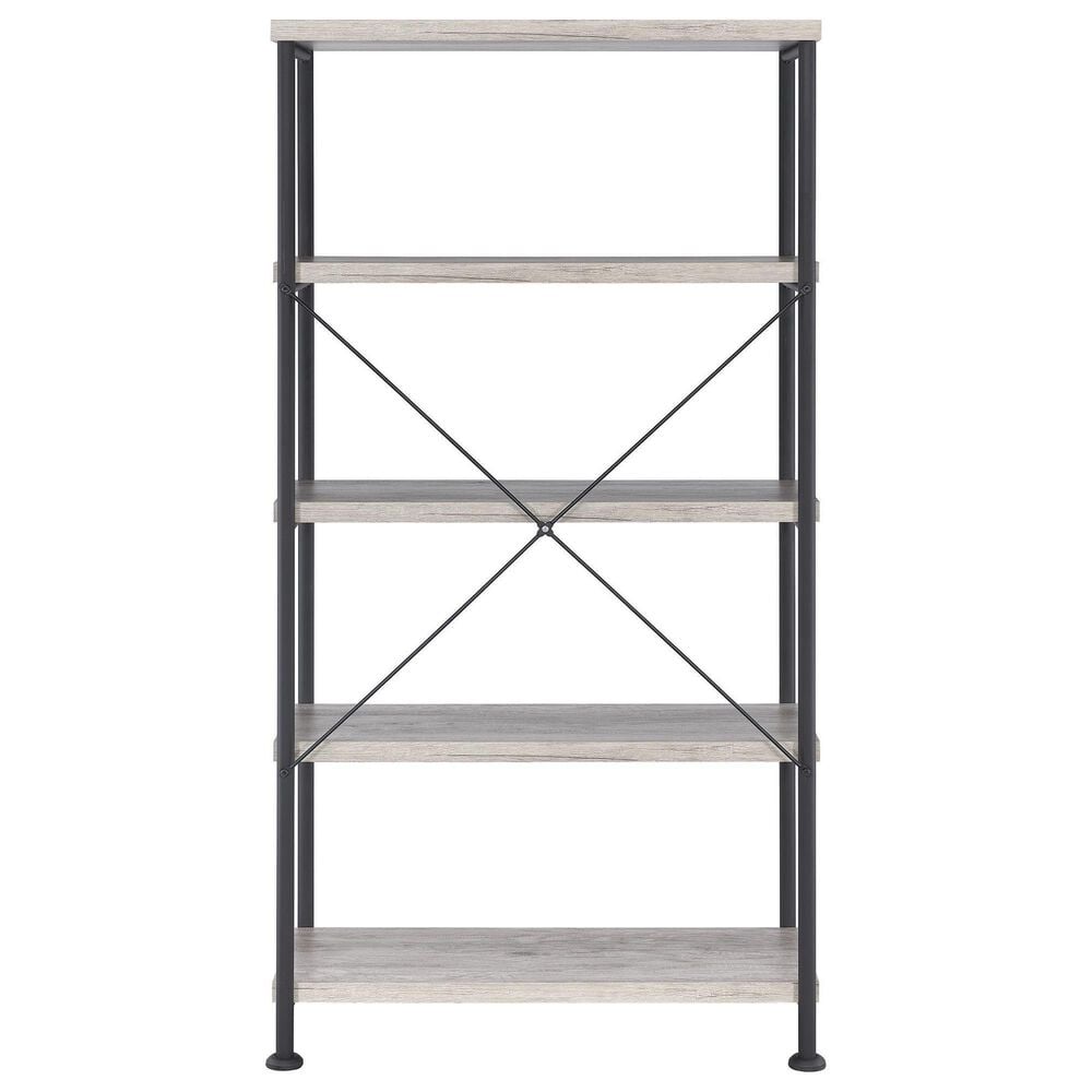 Pacific Landing Analiese 4-Shelf Bookcase in Grey Driftwood and Black, , large