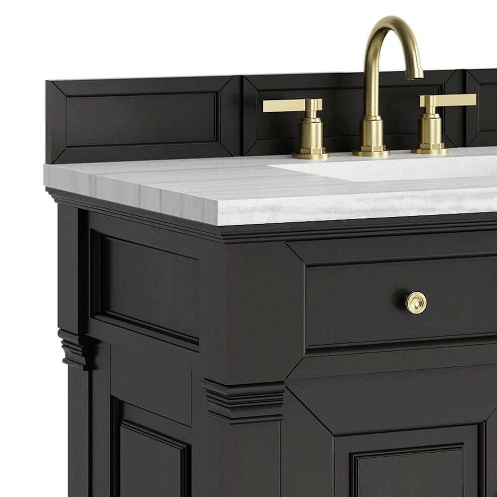 James Martin Vanities Brookfield 36&quot; Single Bathroom Vanity in Black Onyx with 3 cm Arctic Fall Solid Surface Top and Rectangular Sink, , large