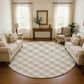 Dalyn Rug Company Soft Essentials Plaid Ivory 8" Round Indoor/Outdoor Area Rug, , large