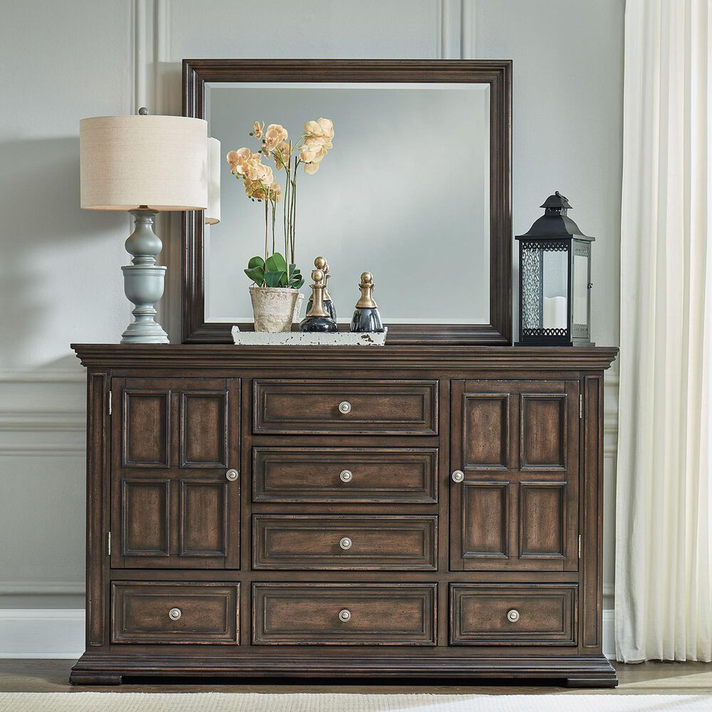 Liberty Furniture Big Valley 5-Piece Queen Panel Bedroom Set in Brownstone, , large