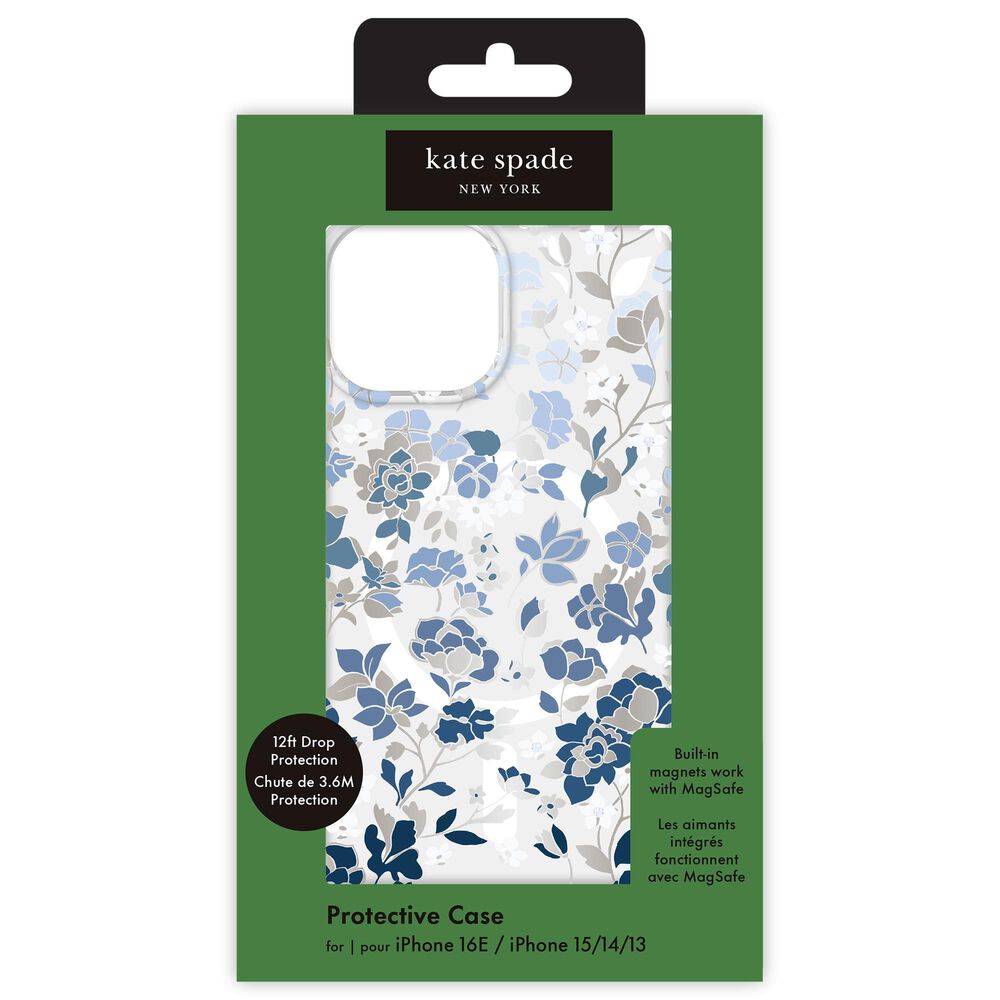 Kate Spade Protective MagSafe Case for Apple iPhone 16e/15/14/13 in Flowerbed Blue, , large