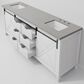 Lexora Home Marsyas 84" Double Bathroom Vanity in White with Grey Quartz Top and Rectangular Sinks, , large