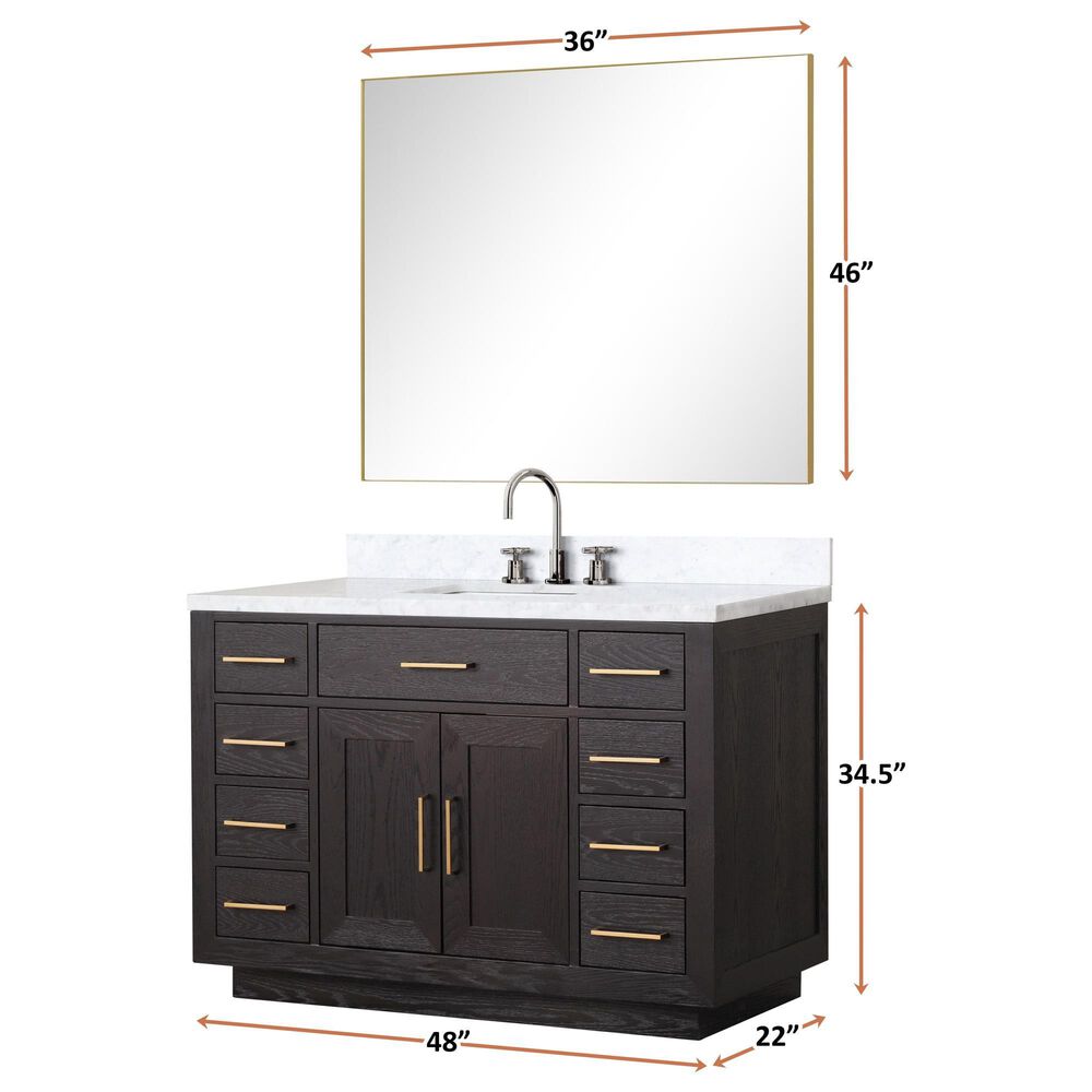 Lexora Home Abbey 48&quot; Single Bathroom Vanity in Grey Oak with 2 cm White Quartz Top and Rectangular Sink, , large