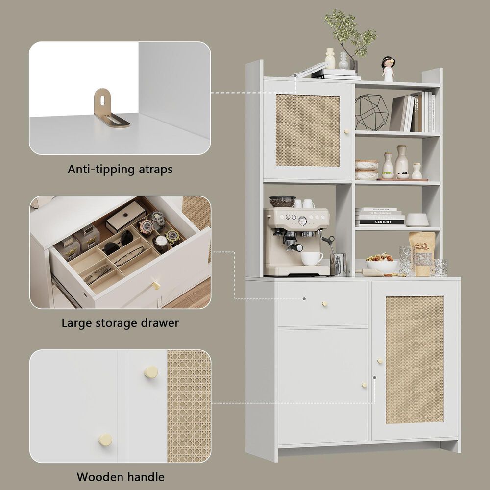 GARVEE 71" Kitchen Pantry Cabinet in White, , large