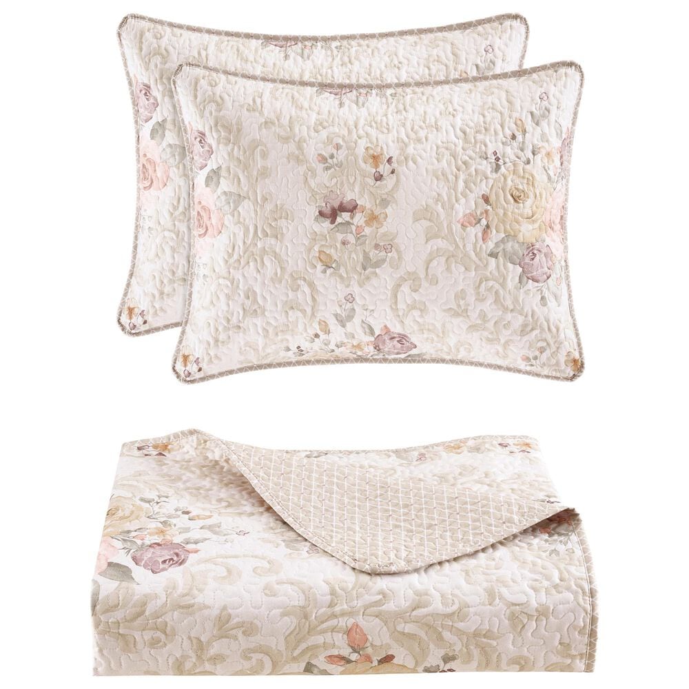 J. Queen New York Chardonnay 3-Piece Full/Queen Quilt Set in Ivory, , large