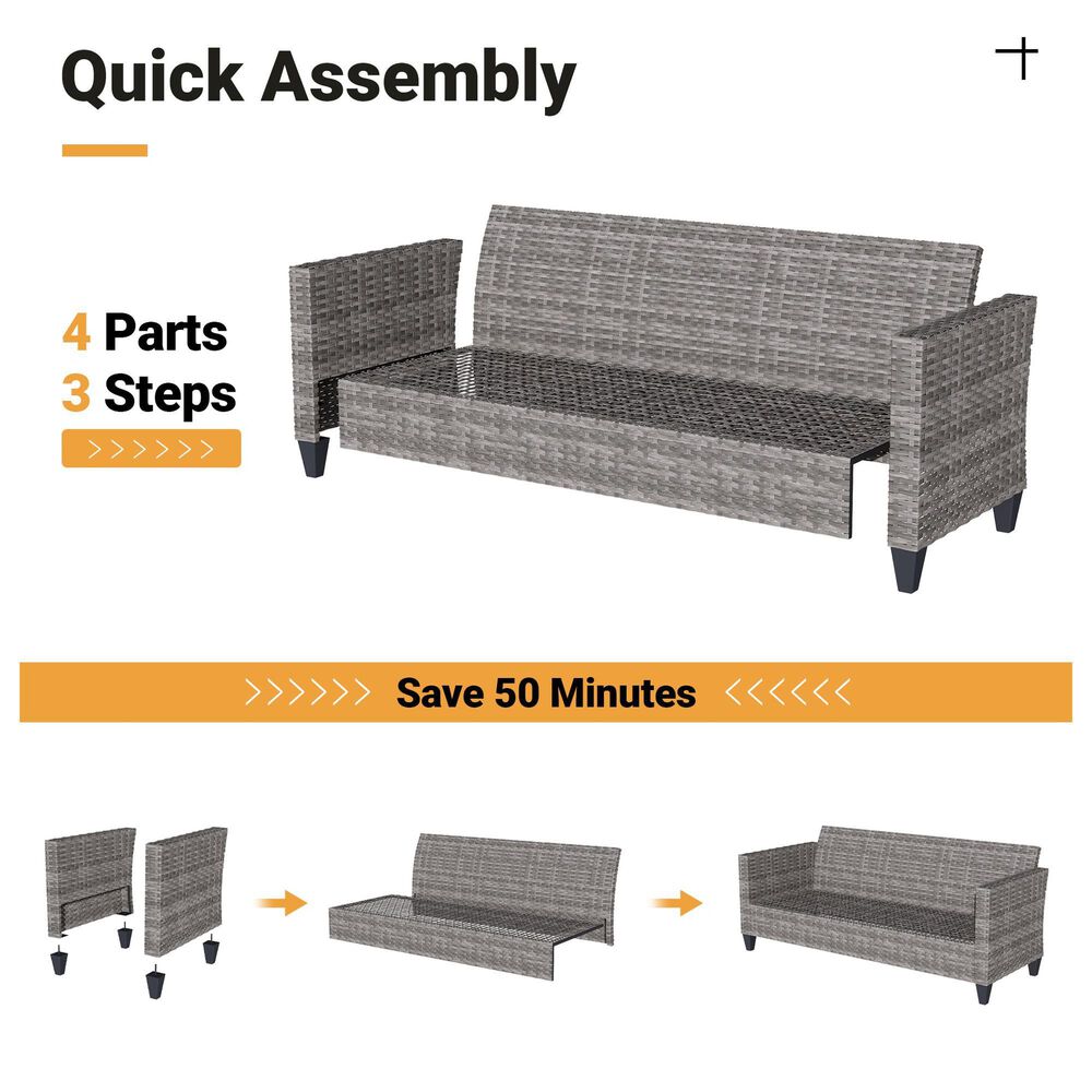HOMLUX 7 Piece Outdoor Patio Set in Denim Blue, , large