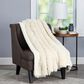 Timberlake Lavish Home Long Faux Rabbit Fur Throw in White, , large