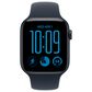 Apple Watch SE 3 (GPS) 44mm Midnight Aluminum Case with Navy Blue Sport Band - S/M and 2-Year AppleCare+, , large