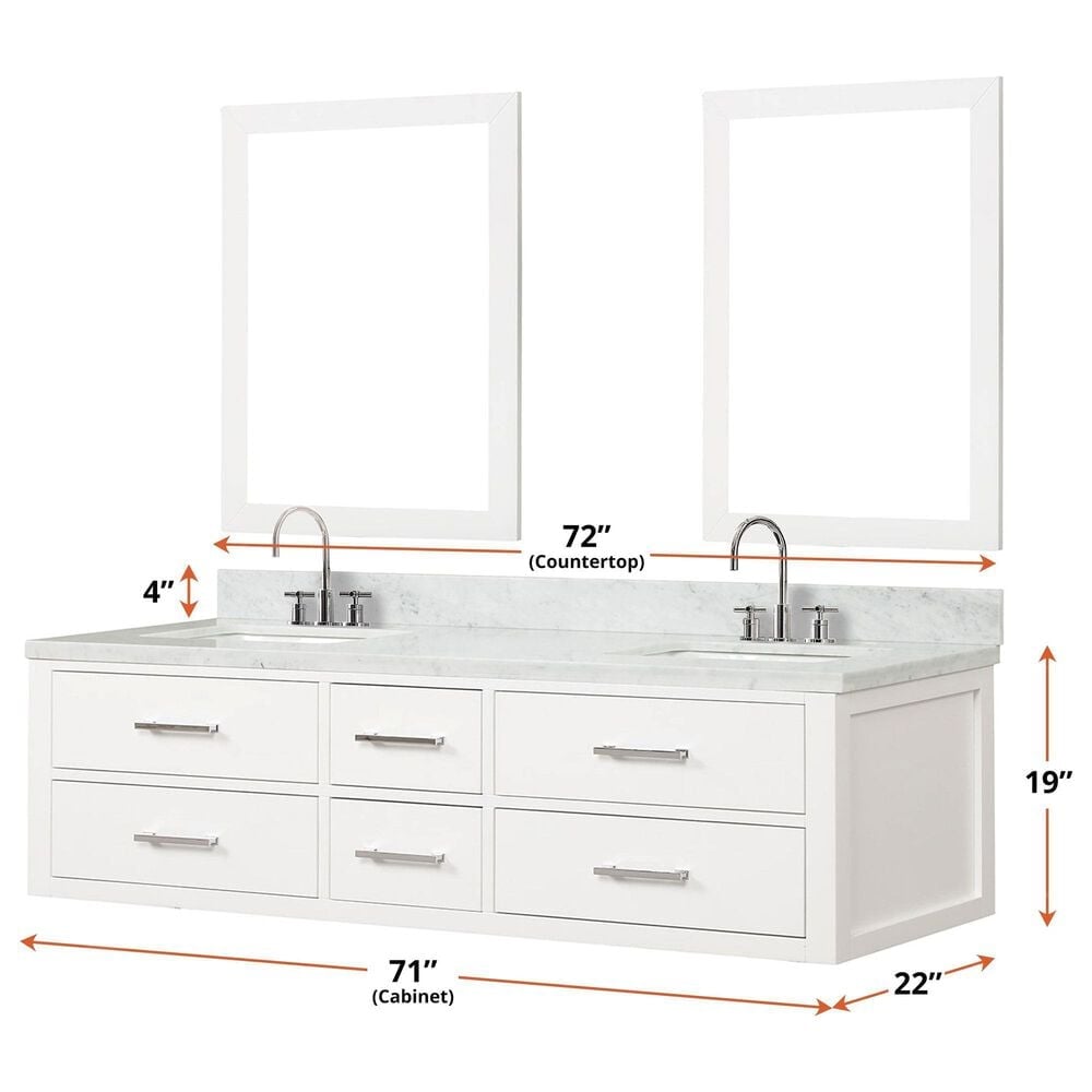 Lexora Home Castor 72&quot; Double Bathroom Vanity in Blue with 2 cm White Quartz Top and Rectangular Sinks, , large
