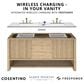 James Martin Allamari 72" Double Bathroom Vanity in Dune Mist with 3 cm Victorian Silver Top, Rectangular Sinks and FreePower Wireless Charger, , large