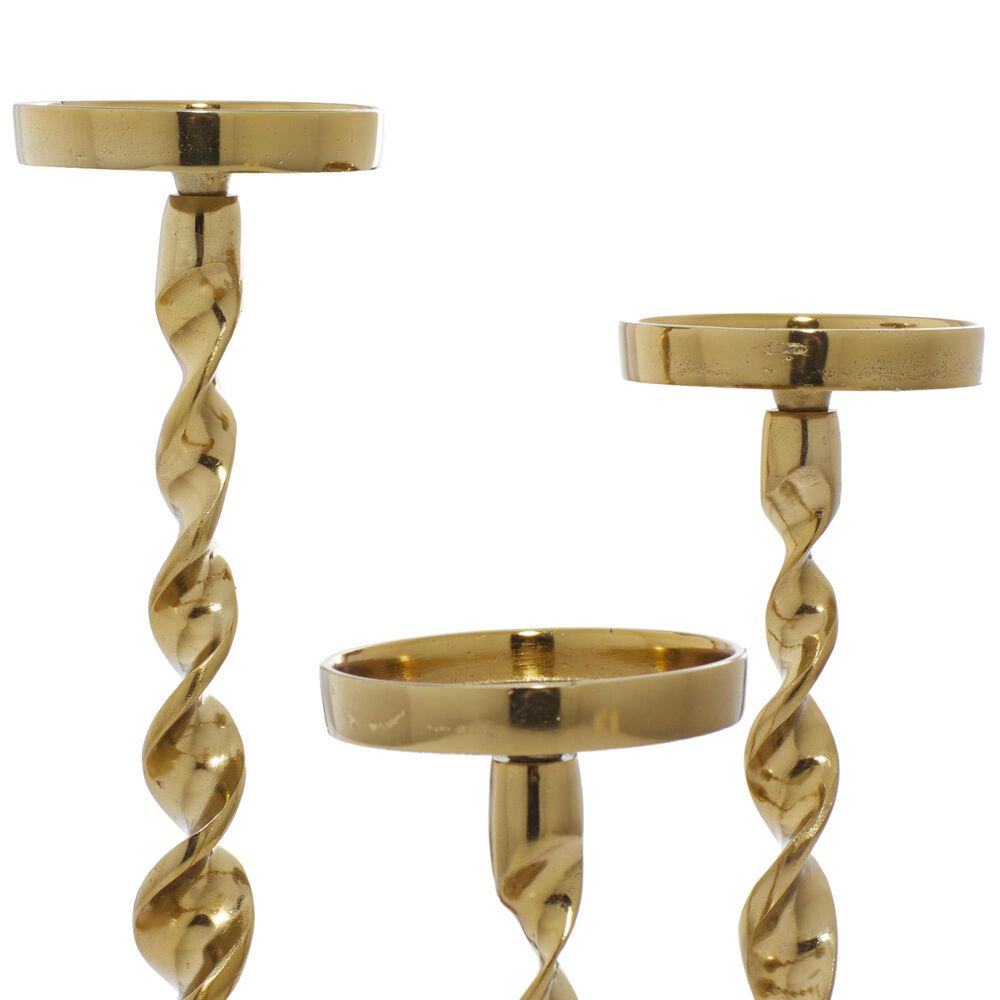 Maple and Jade Candle Holder in Polished Gold &#40;Set of 3&#41;, , large