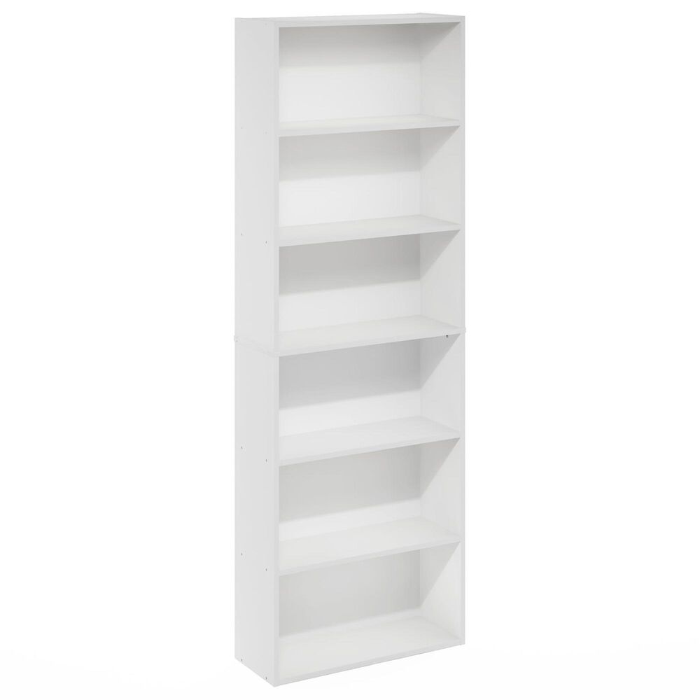 HOMLUX 6-Tier Free Standing Open Storage Bookcase in White, , large
