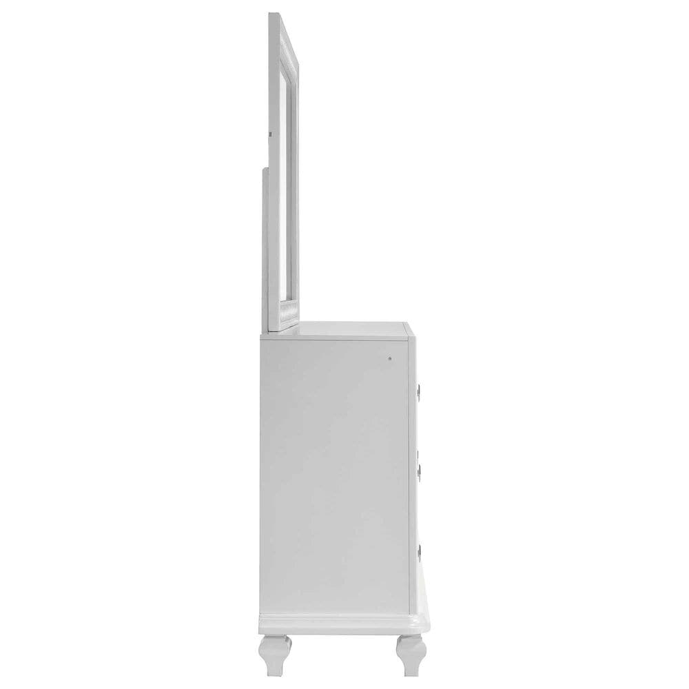 New Heritage Design Stardust 6-Drawer Dresser and Mirror in White and Silver, , large