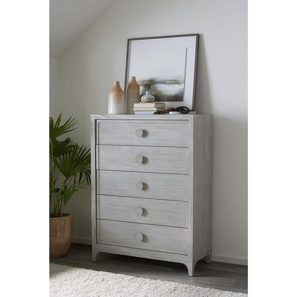 Urban Home Boho Chic 5-Drawer Chest in Washed White, , large