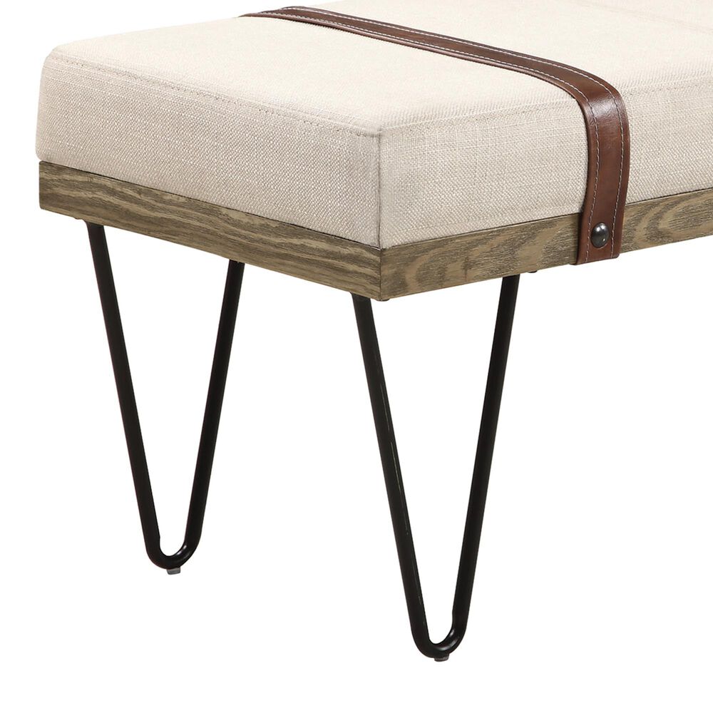 Pacific Landing Niguel Austin Upholstered Bench with Beige Cushion in Black, , large