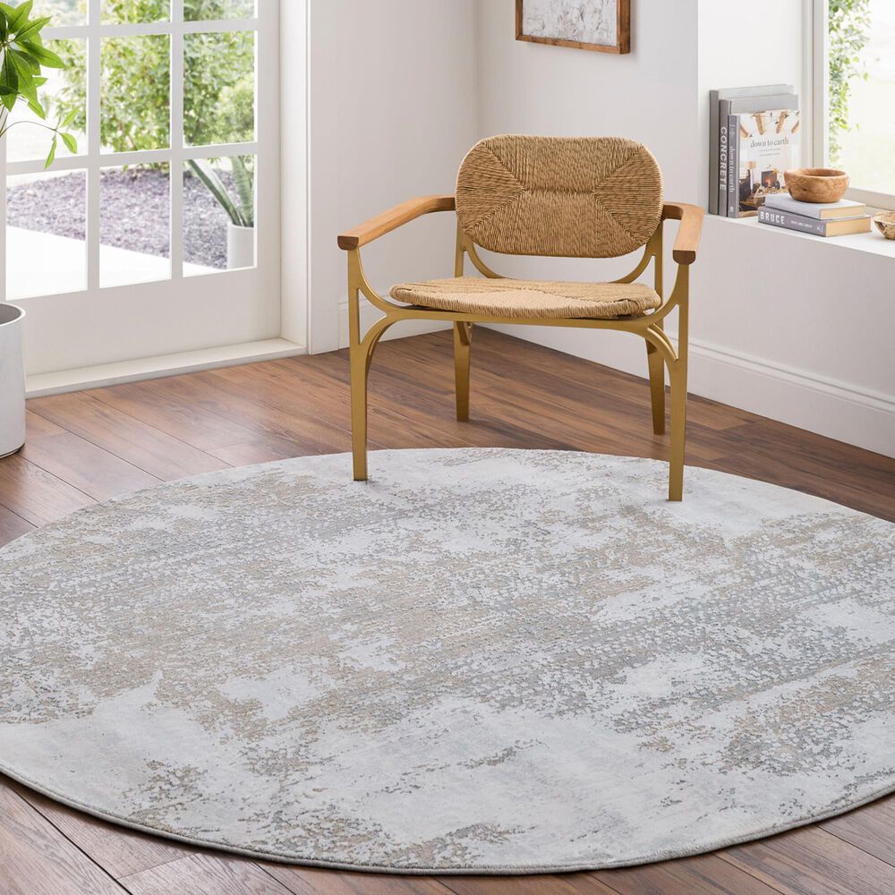 Surya Brunswick 7&#39;10&quot; Round Cream, Tan, Taupe, Blue, Gray and Seafoam Area Rug, , large