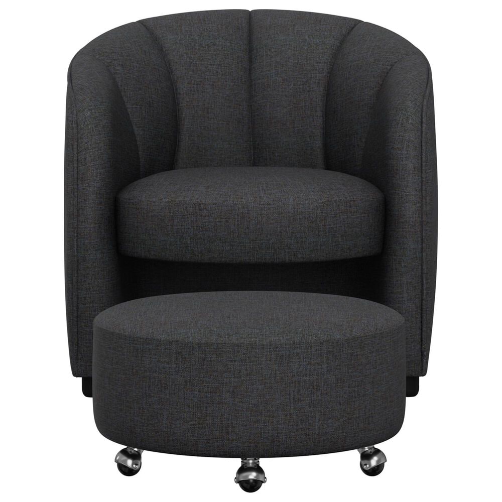 Golden Wave Furniture Elliot Accent Chair and Ottoman with Casters in Charcoal, , large