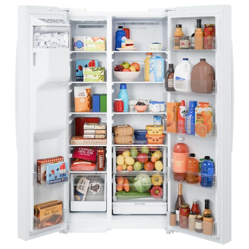 GE Appliances 28 Cu. Ft. Side-By-Side Refrigerator with Extra Tall Dispenser and In-Door Icemaker in White, , large